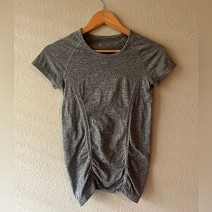 Athleta Heather Gray Ruched Short Sleeve Top XS